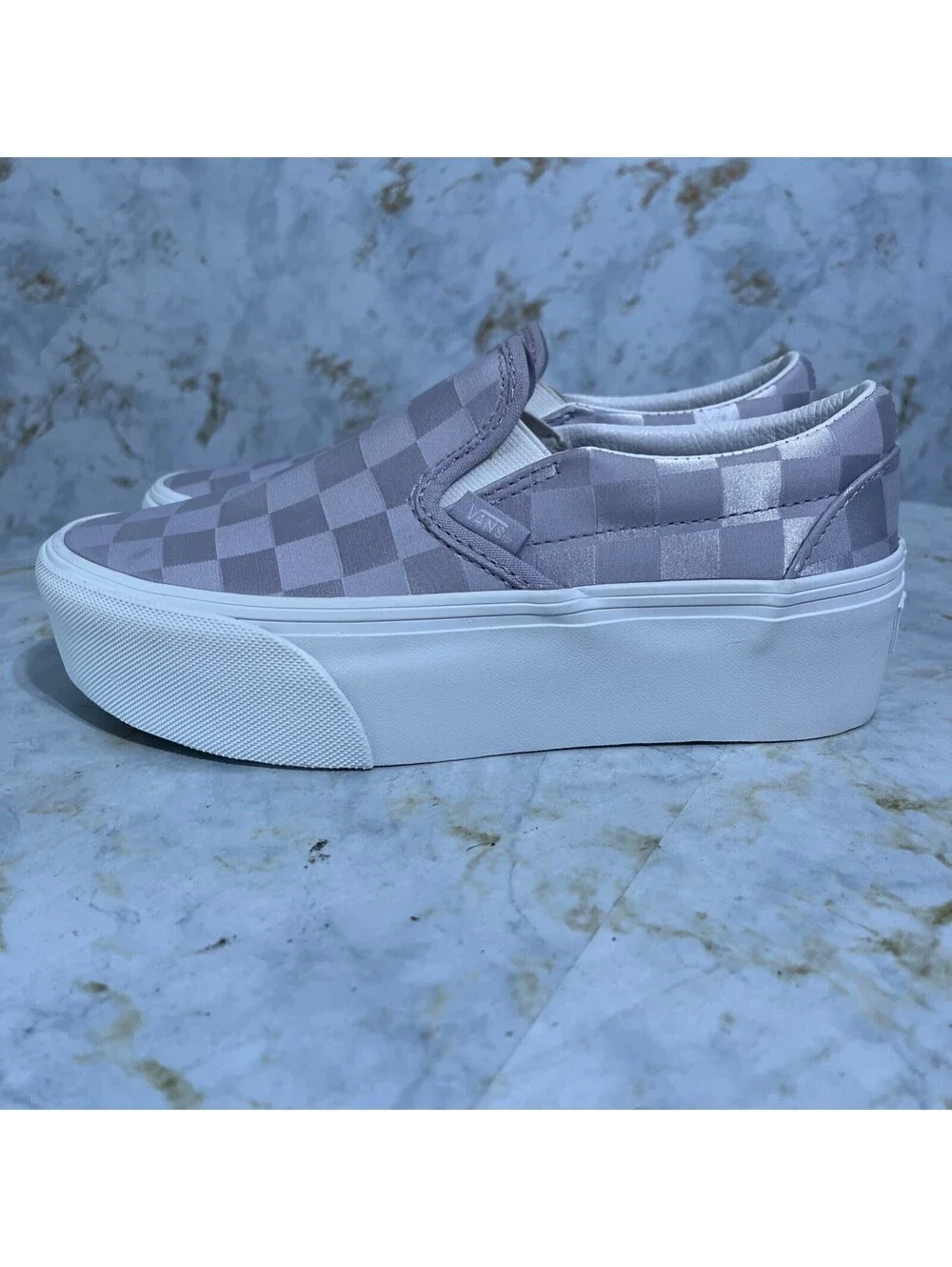 Vans Slip On Stackform Women's Size 6.5 Shoes Purple White Low Platform Sneakers